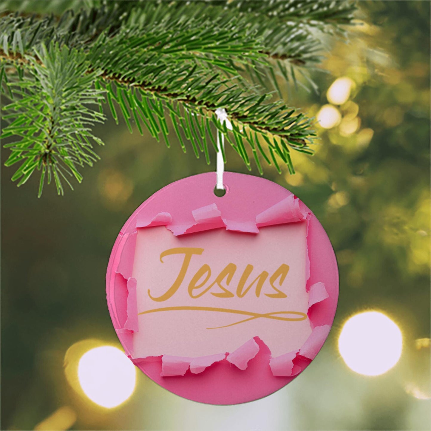 Christmas Ornament 3" Round Orange - Jesus