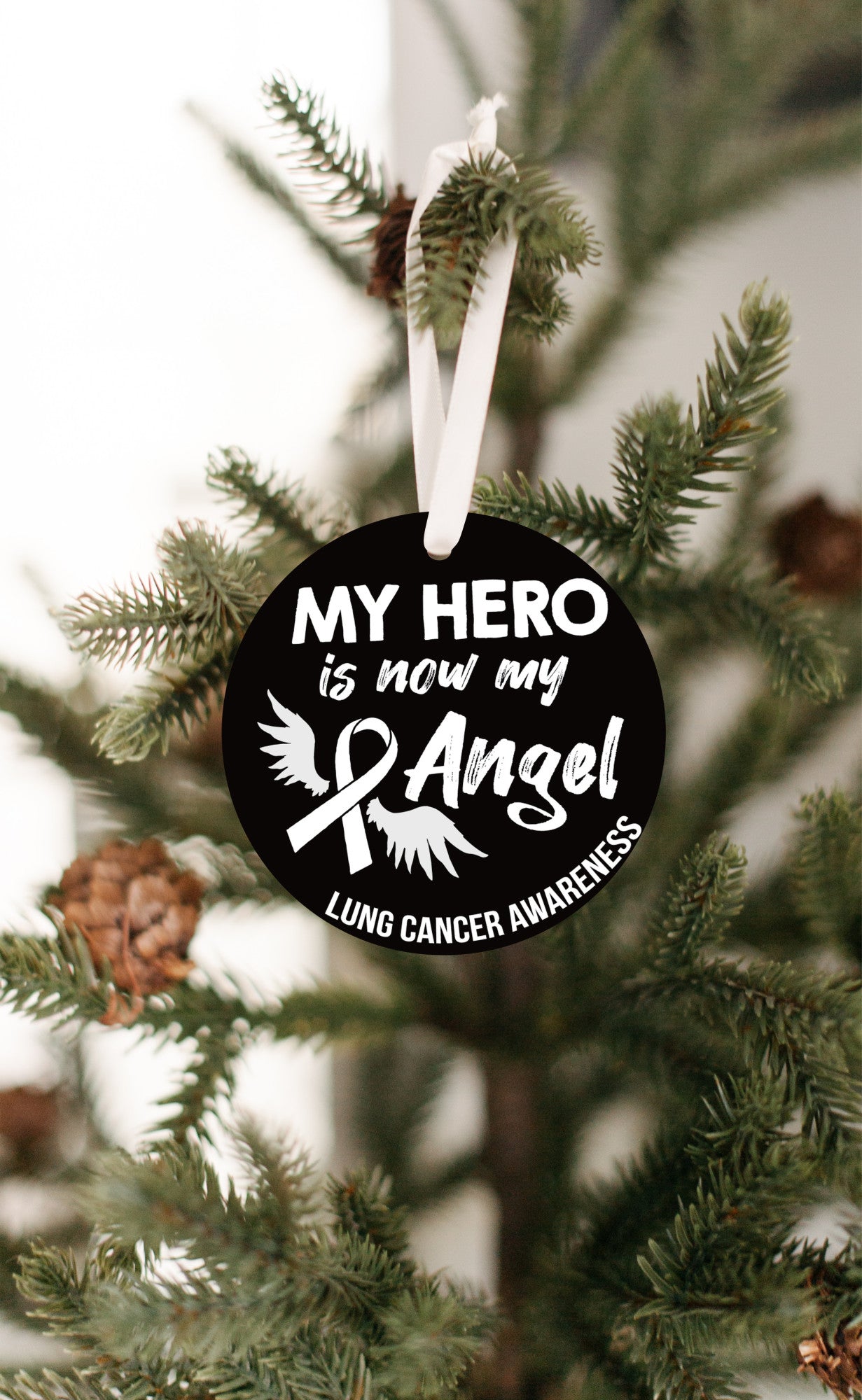 Lung Cancer Angel Christmas Ornament