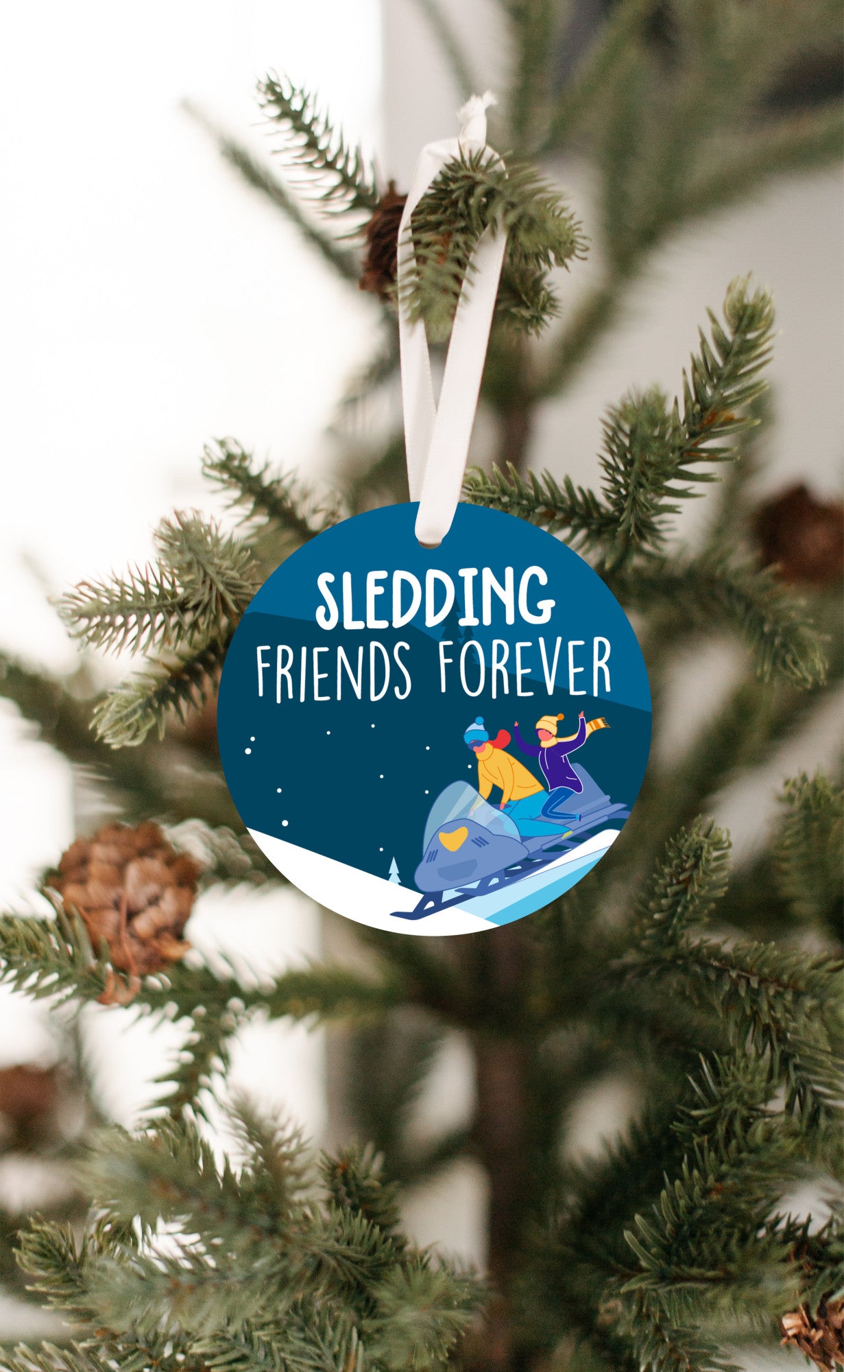 Snowmobiling Together Christmas Ornament