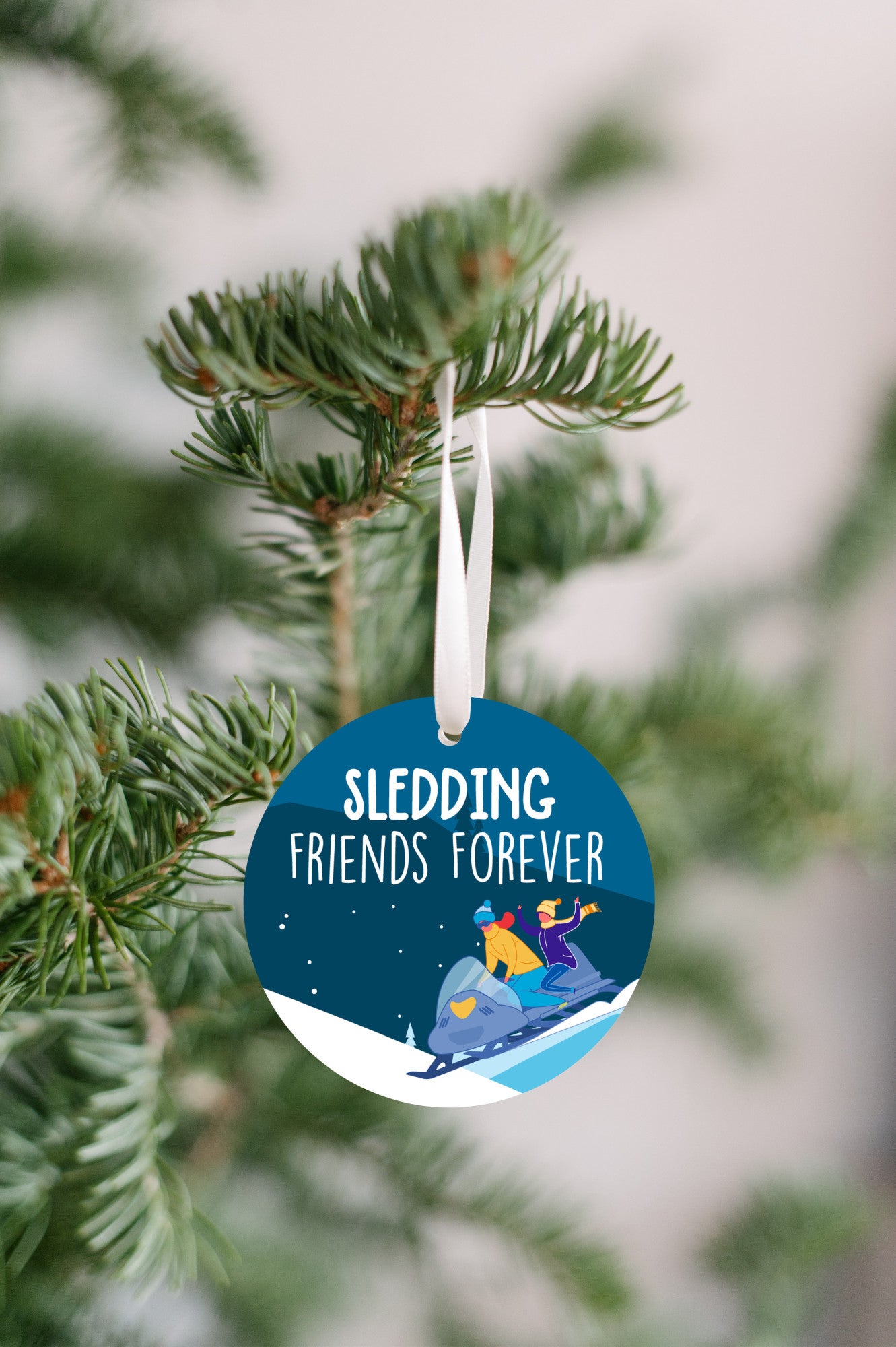 Snowmobiling Together Christmas Ornament