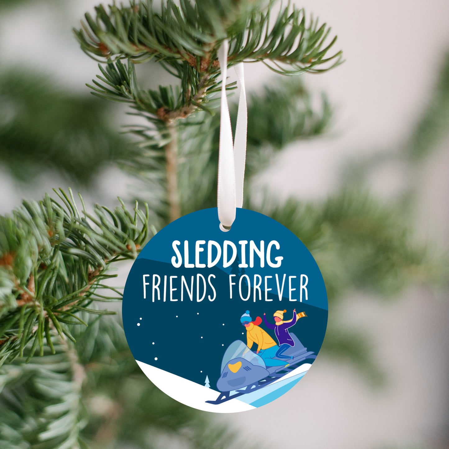 Snowmobiling Together Christmas Ornament
