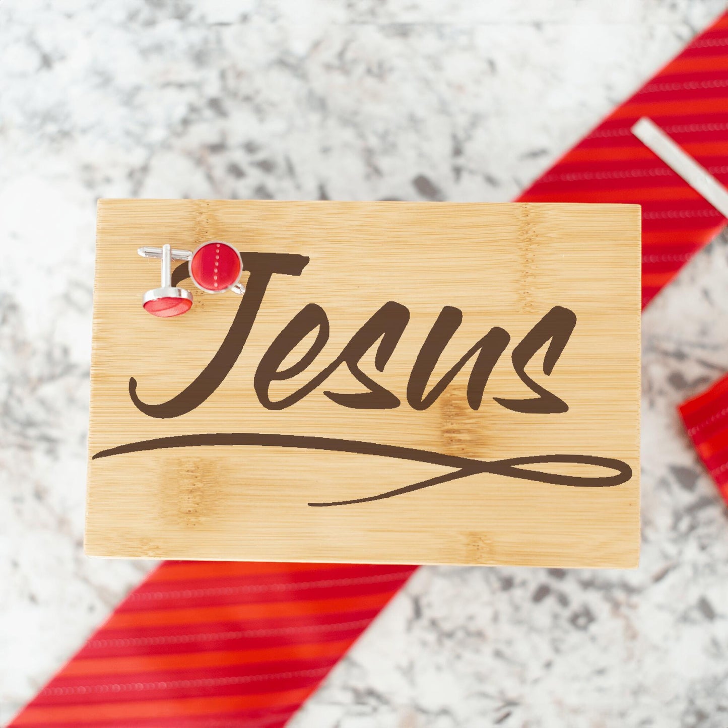 Bamboo Tie Box Brown - Jesus