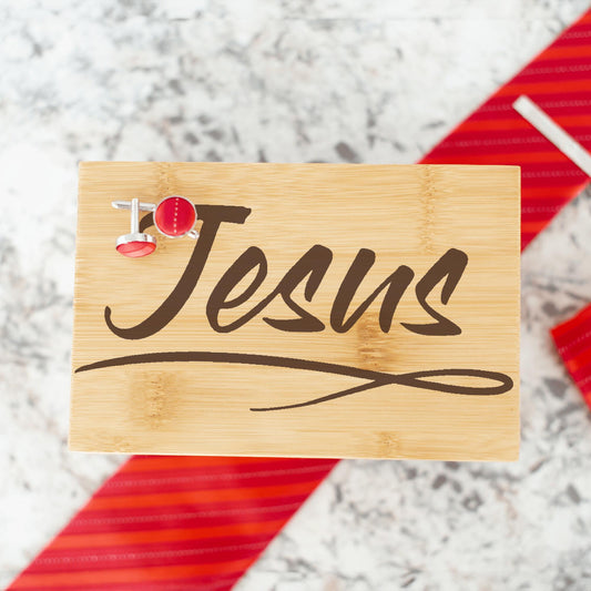 Bamboo Tie Box Brown - Jesus