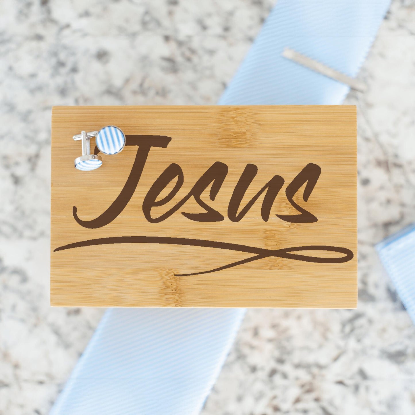 Bamboo Tie Box Brown - Jesus