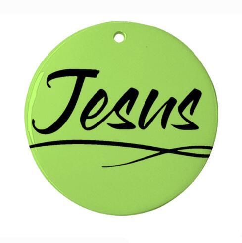 Ceramic Ornament 3" Round Black - Jesus