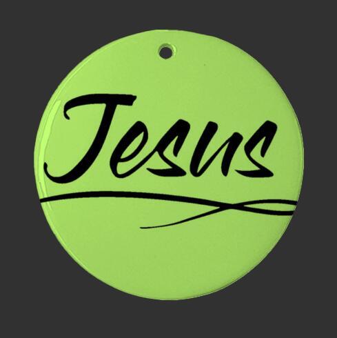 Ceramic Ornament 3" Round Black - Jesus