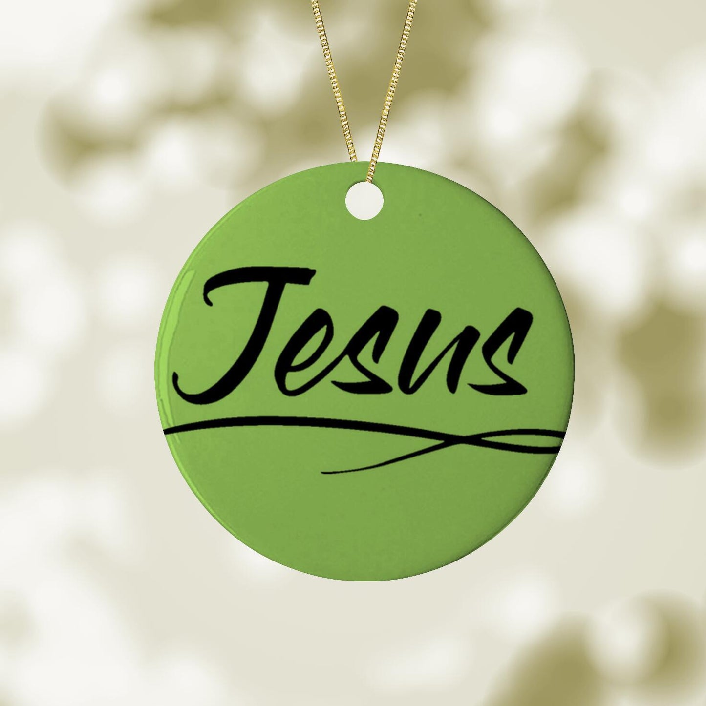 Ceramic Ornament 3" Round Black - Jesus