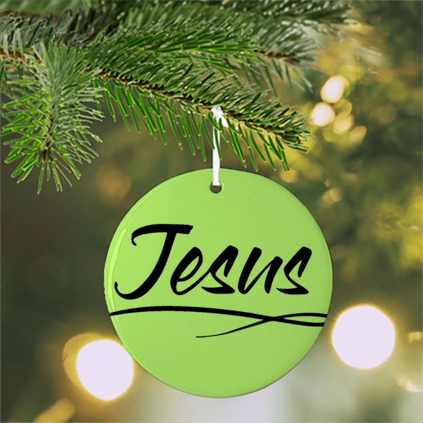 Ceramic Ornament 3" Round Black - Jesus