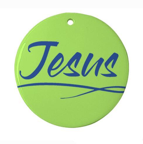 Ceramic Ornament 3" Round Blue - Jesus