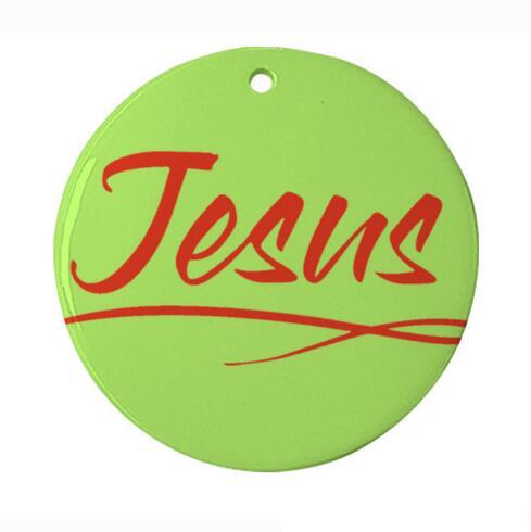 Ceramic Ornament 3" Round Orange - Jesus