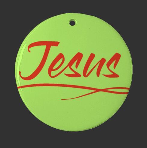 Ceramic Ornament 3" Round Orange - Jesus
