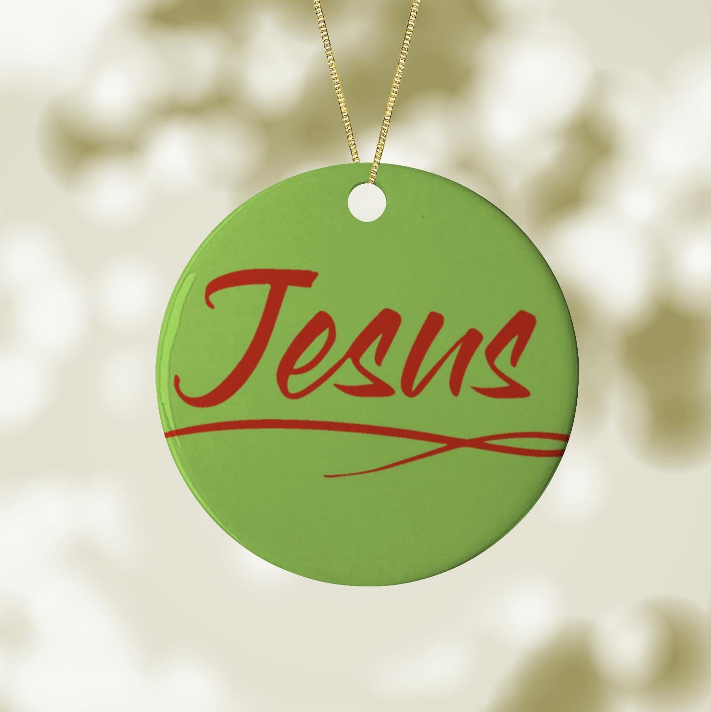 Ceramic Ornament 3" Round Orange - Jesus