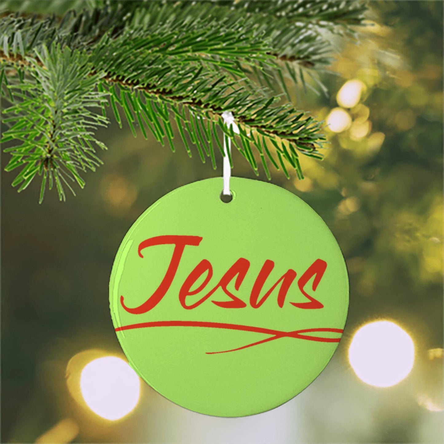 Ceramic Ornament 3" Round Orange - Jesus