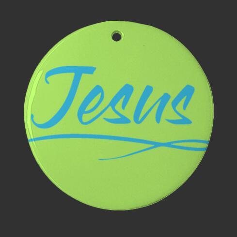 Ceramic Ornament 3" Round Blue - Jesus