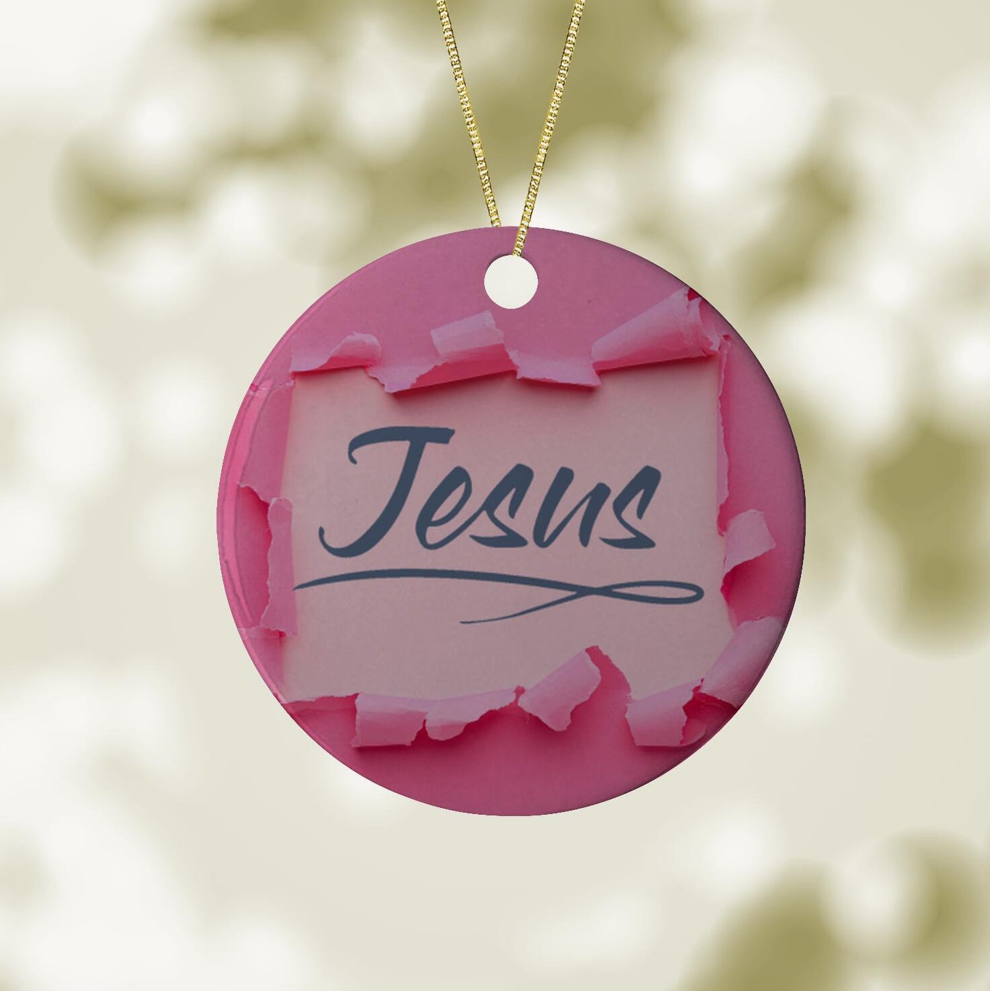 Christmas Ornament 3" Round Blue - Jesus