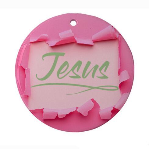 Christmas Ornament 3" Round Green - Jesus