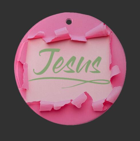 Christmas Ornament 3" Round Green - Jesus