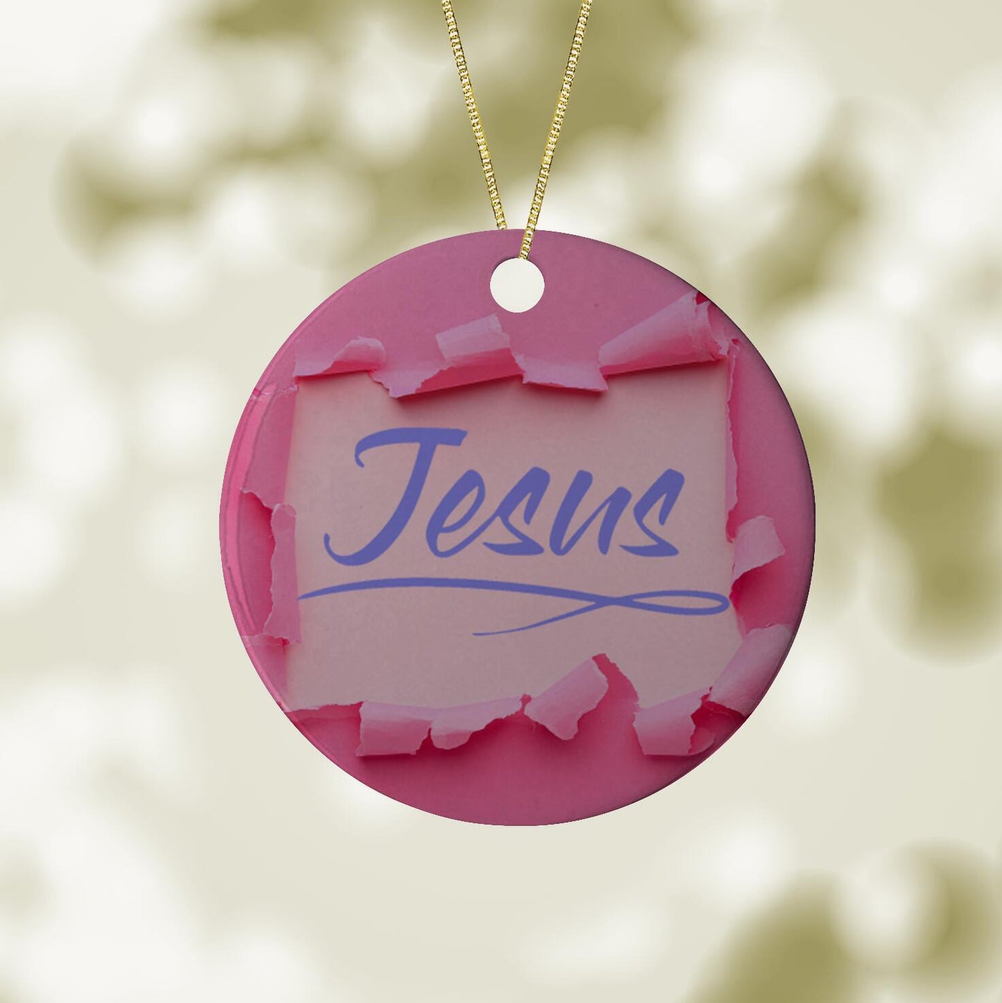 Christmas Ornament 3" Round Orange - Jesus