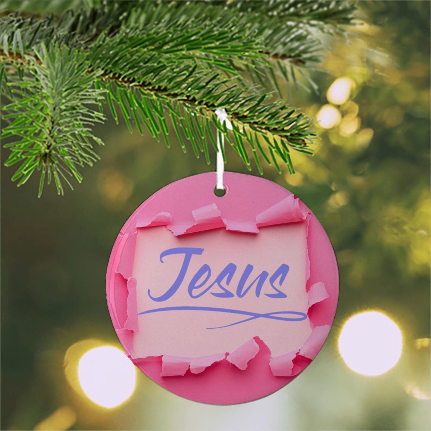 Christmas Ornament 3" Round Orange - Jesus