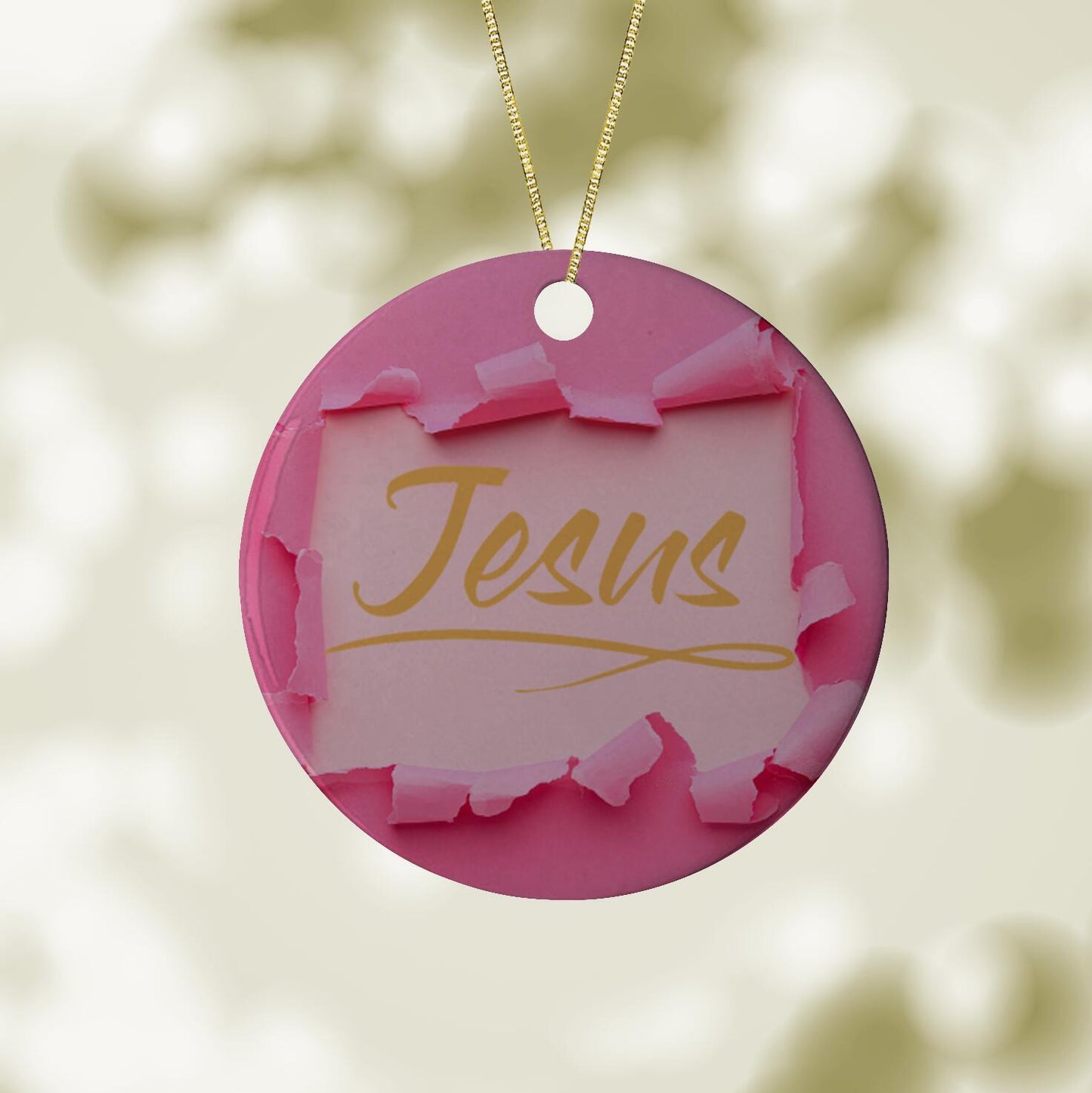Christmas Ornament 3" Round Orange - Jesus
