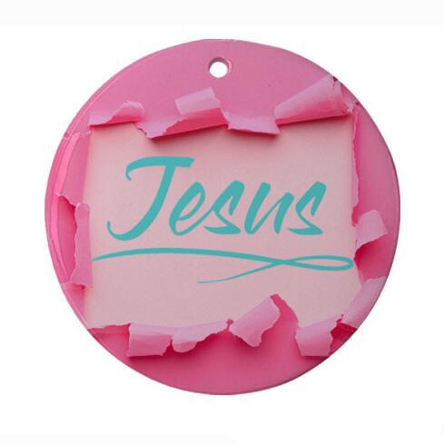Christmas Ornament 3" Round Blue - Jesus