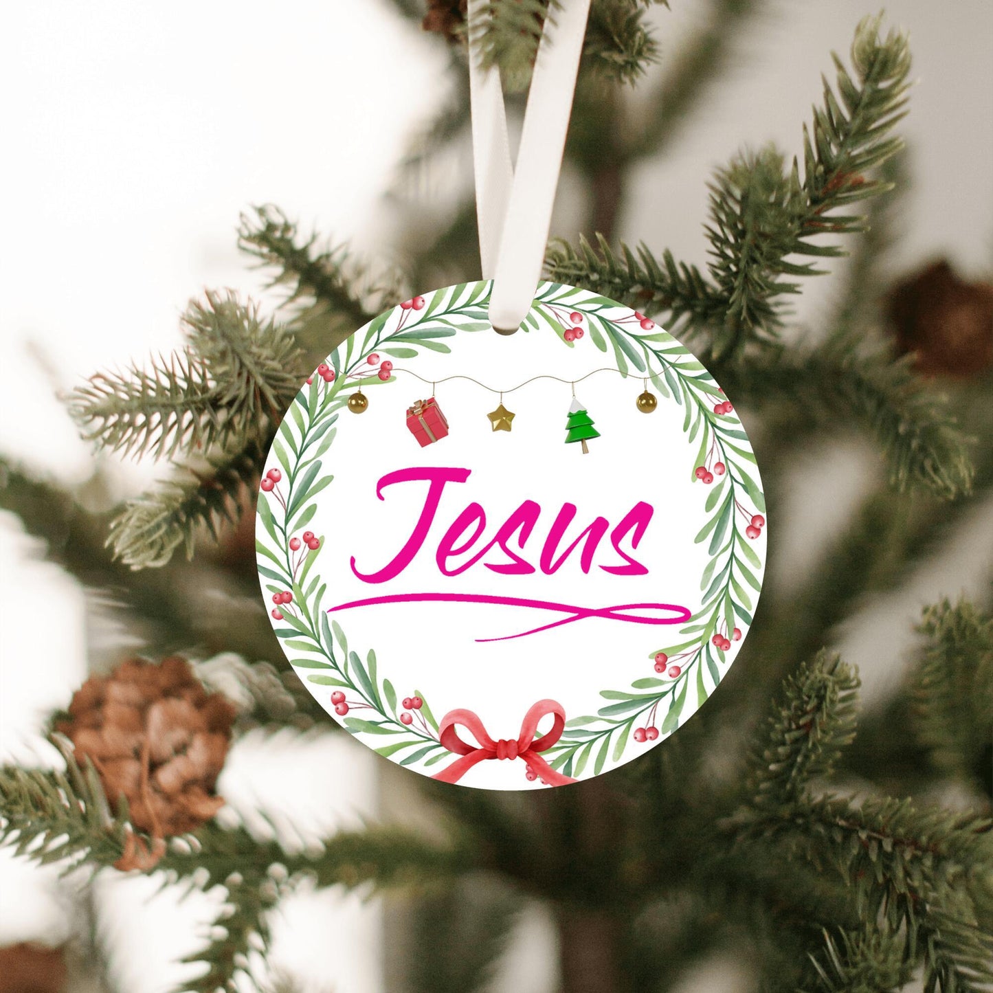 Christmas Ornament Small Pink - Jesus
