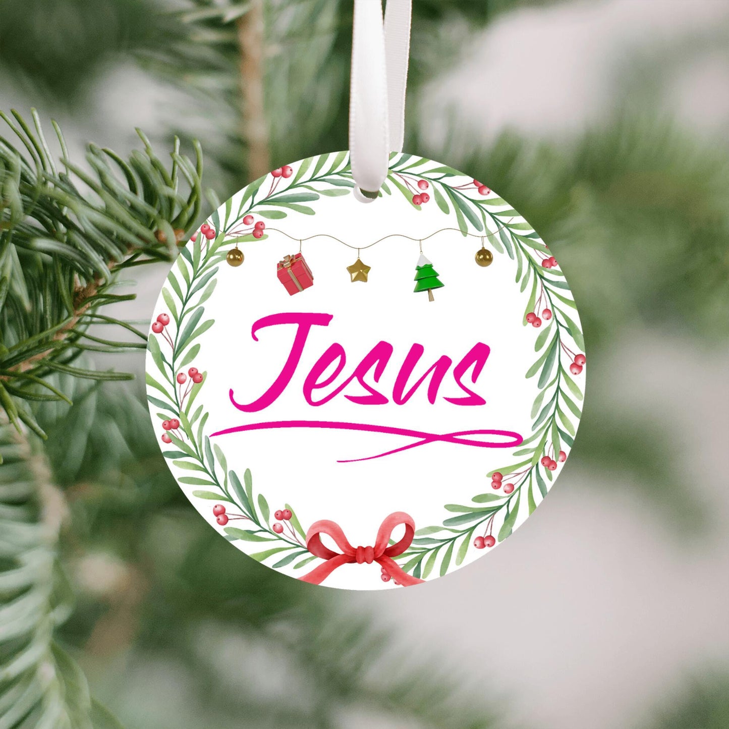 Christmas Ornament Small Pink - Jesus