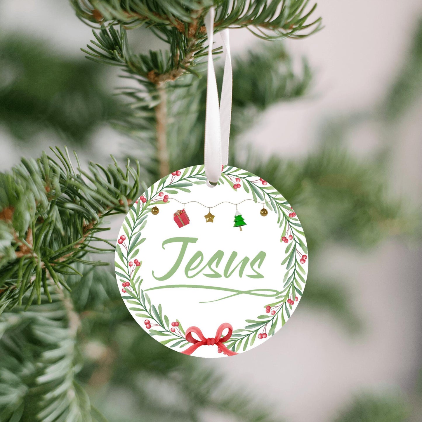 Christmas Ornament Small Green - Jesus