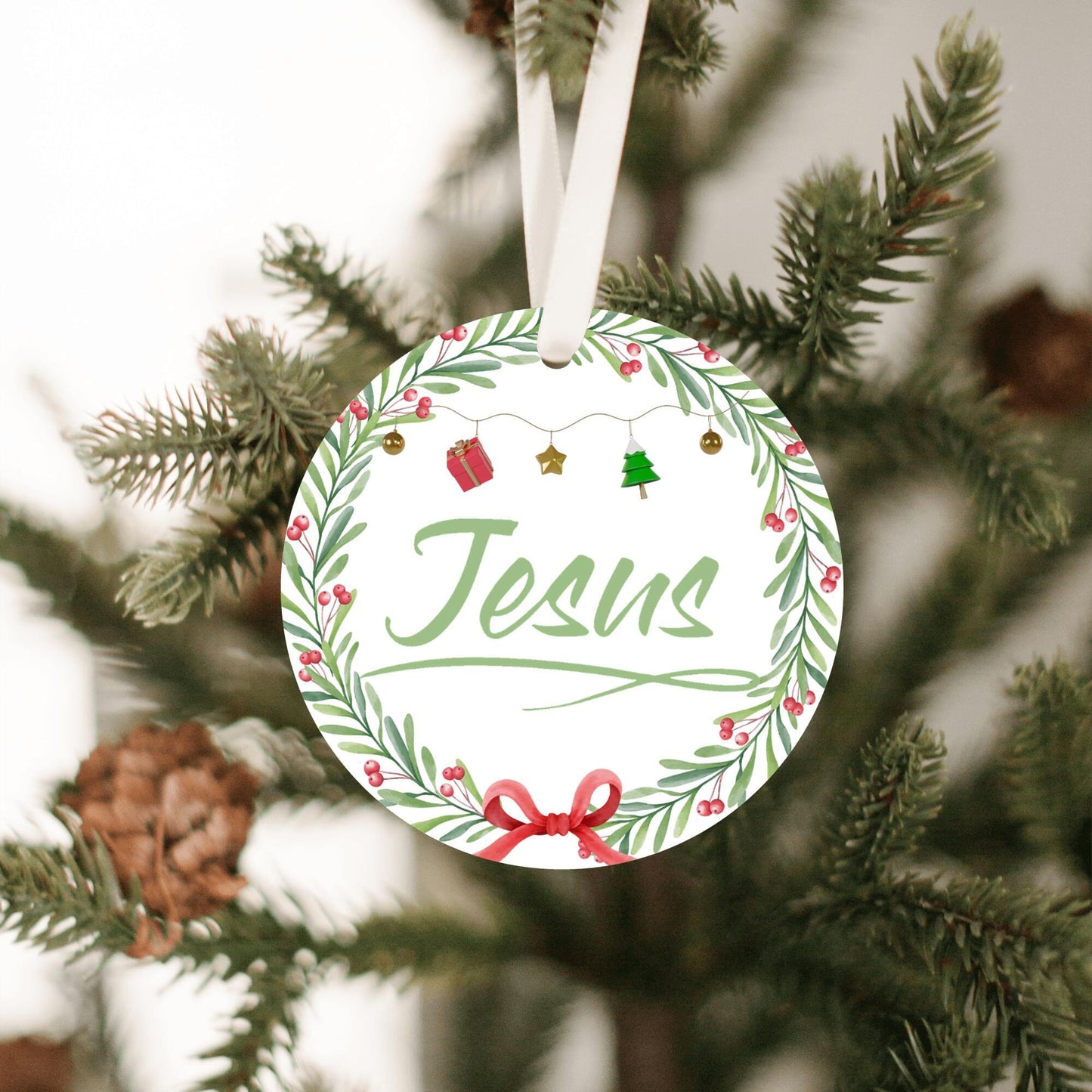 Christmas Ornament Small Green - Jesus