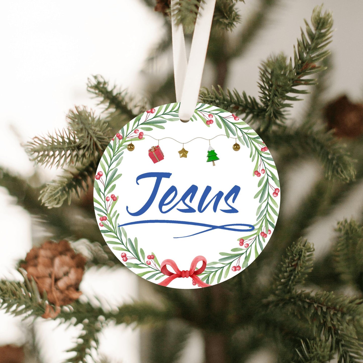 Christmas Ornament Small Blue- Jesus