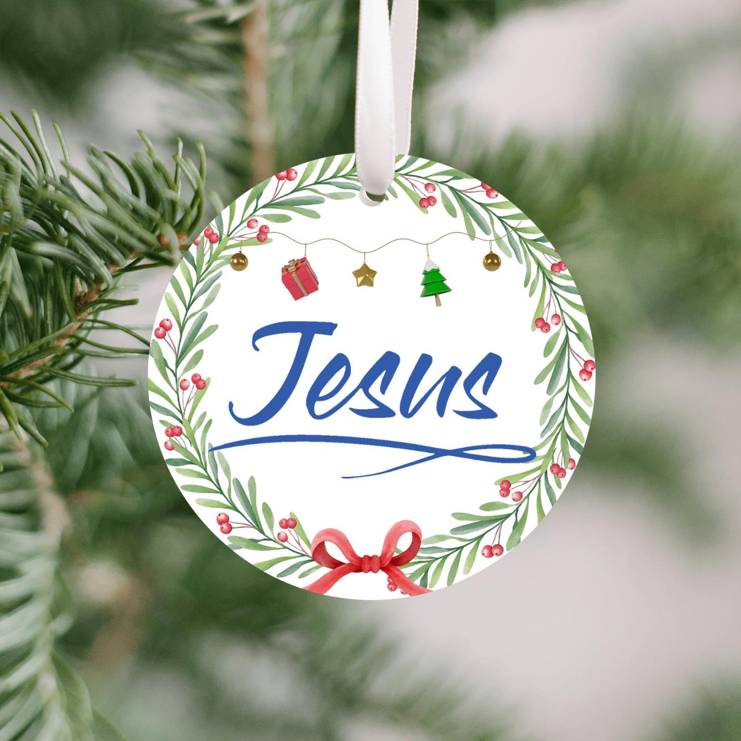 Christmas Ornament Small Blue- Jesus