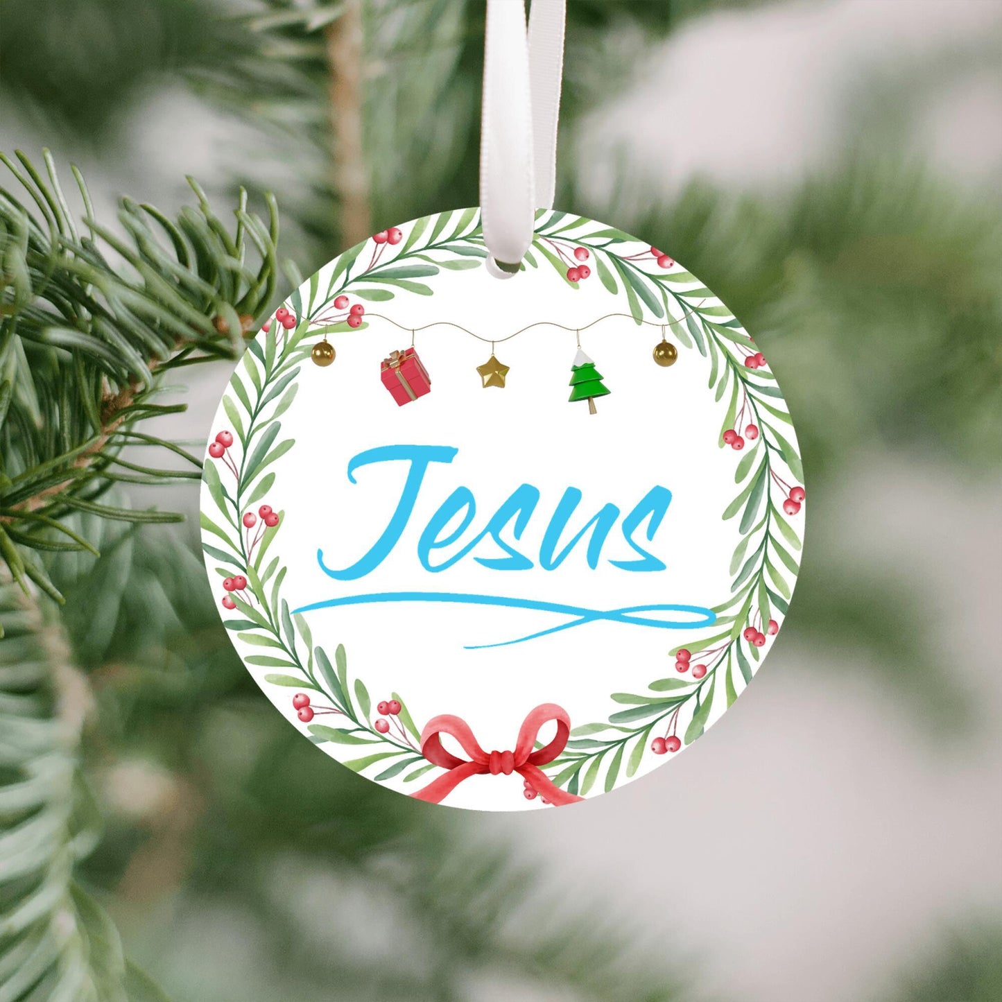 Christmas Ornament Small Sky Blue - Jesus