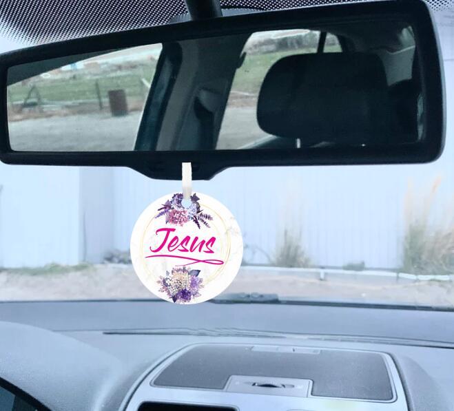 Car Ornament Floral Pink - Jesus