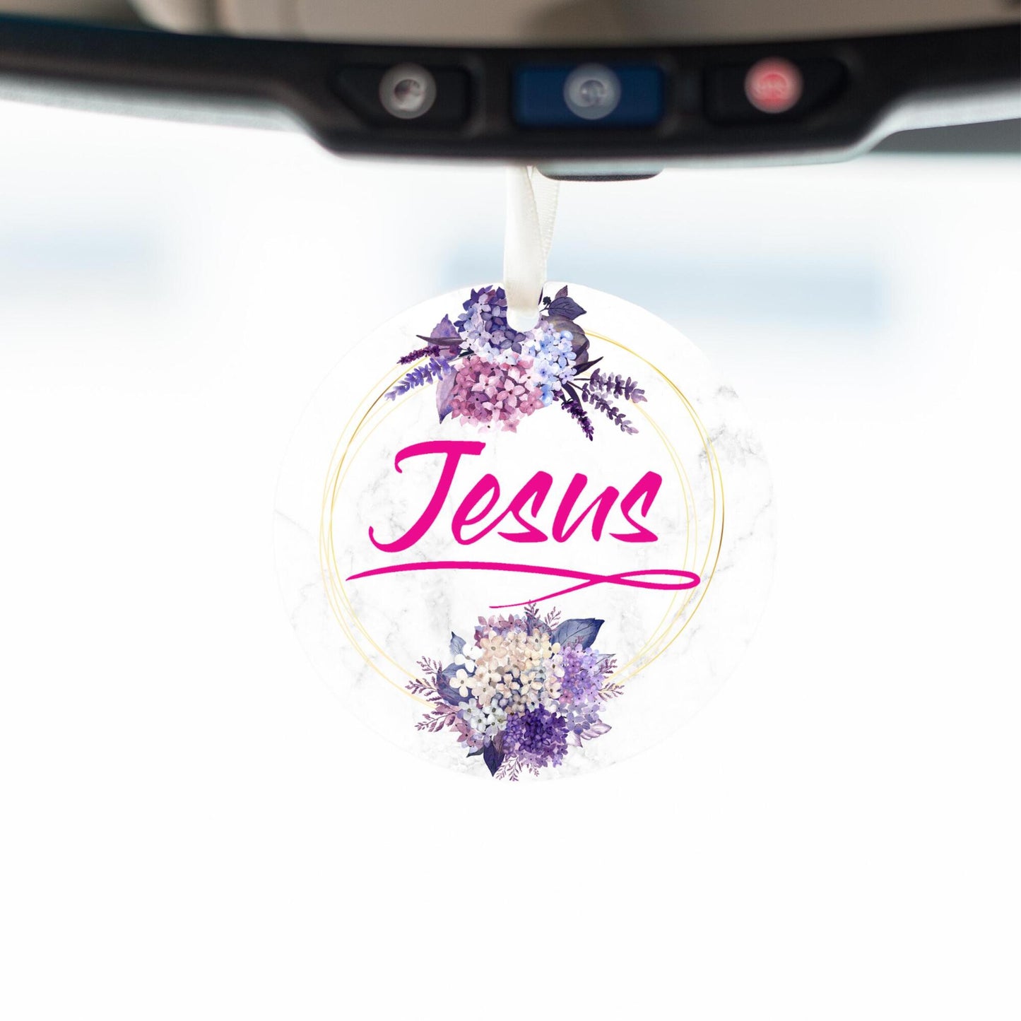 Car Ornament Floral Pink - Jesus