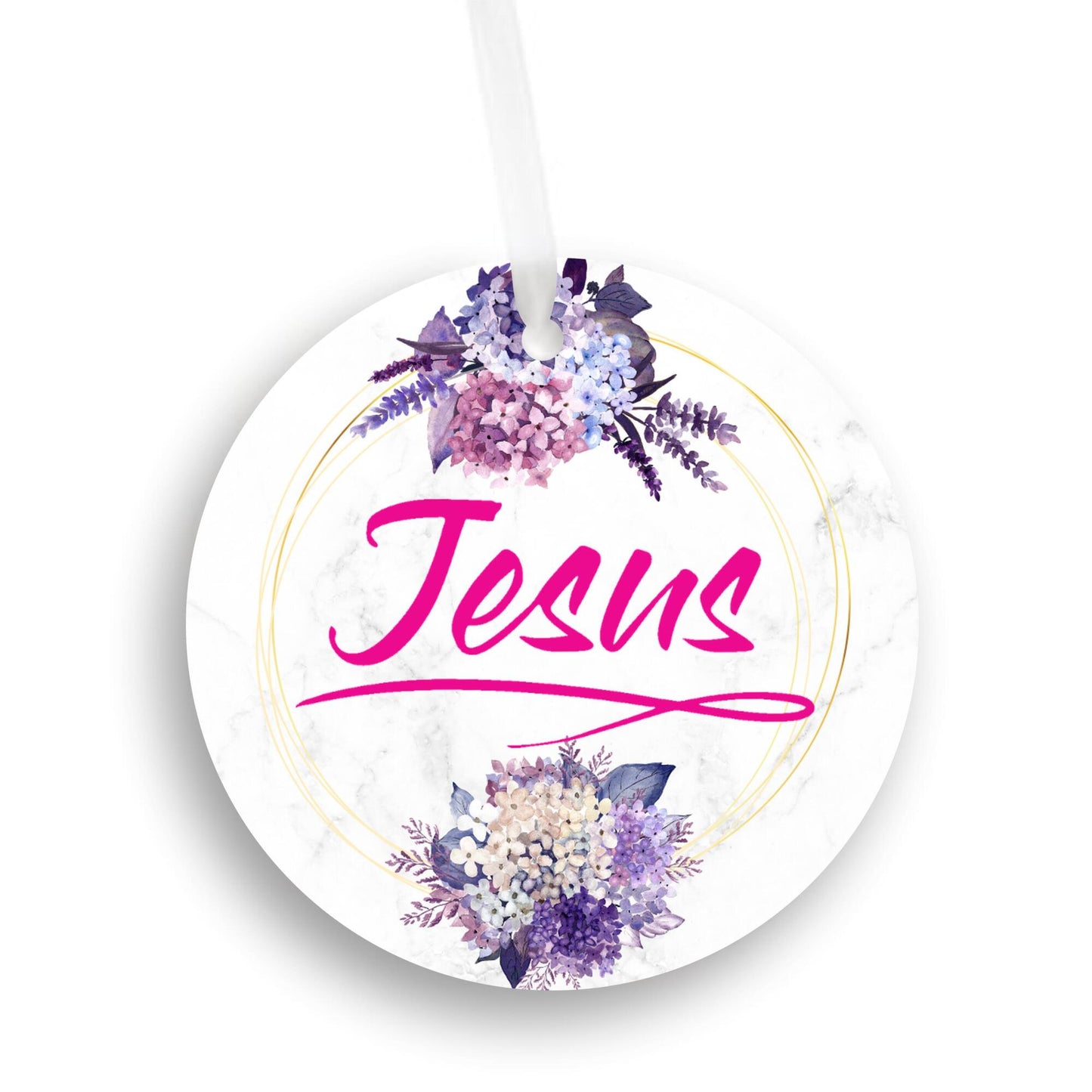 Car Ornament Floral Pink - Jesus