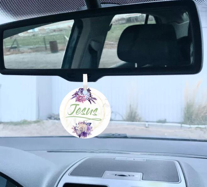 Car Ornament Floral Green - Jesus