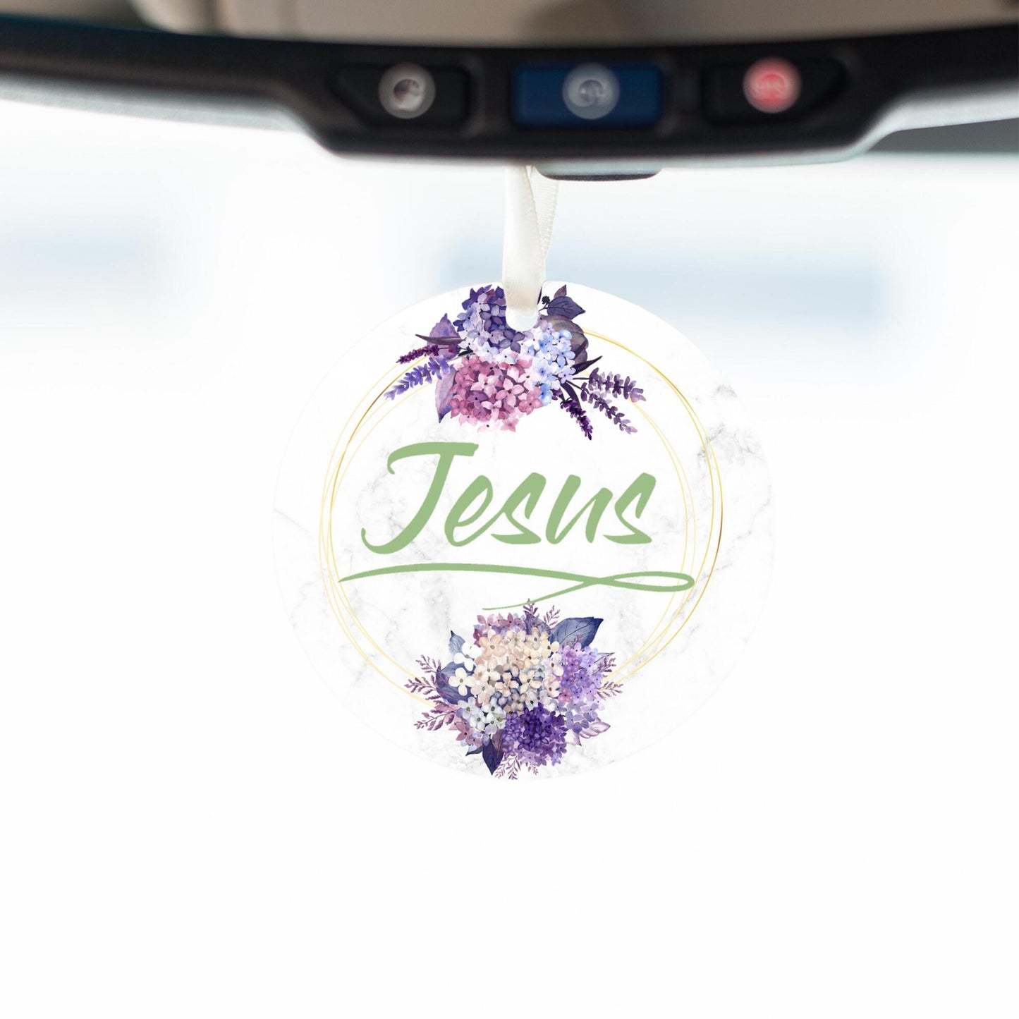 Car Ornament Floral Green - Jesus