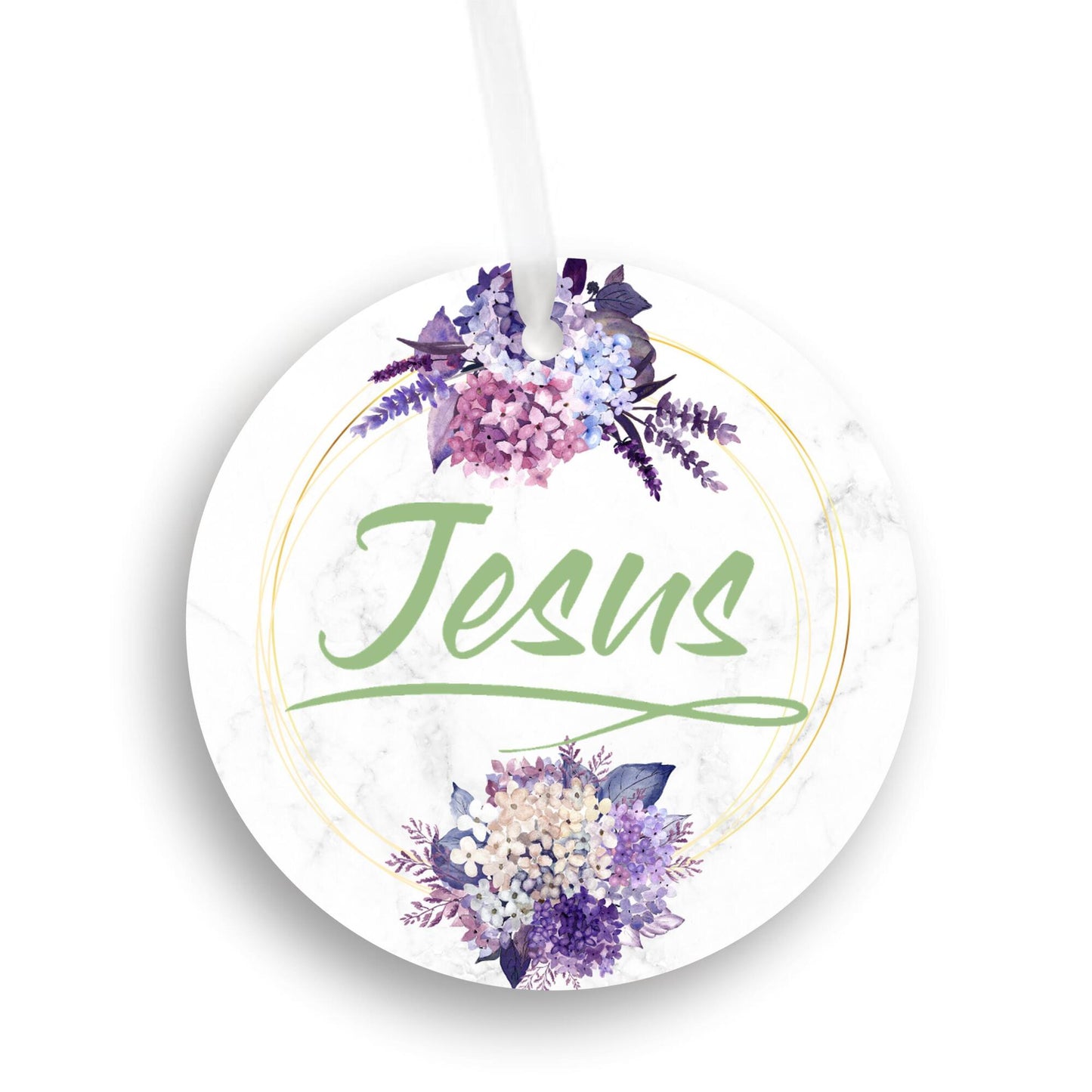 Car Ornament Floral Green - Jesus