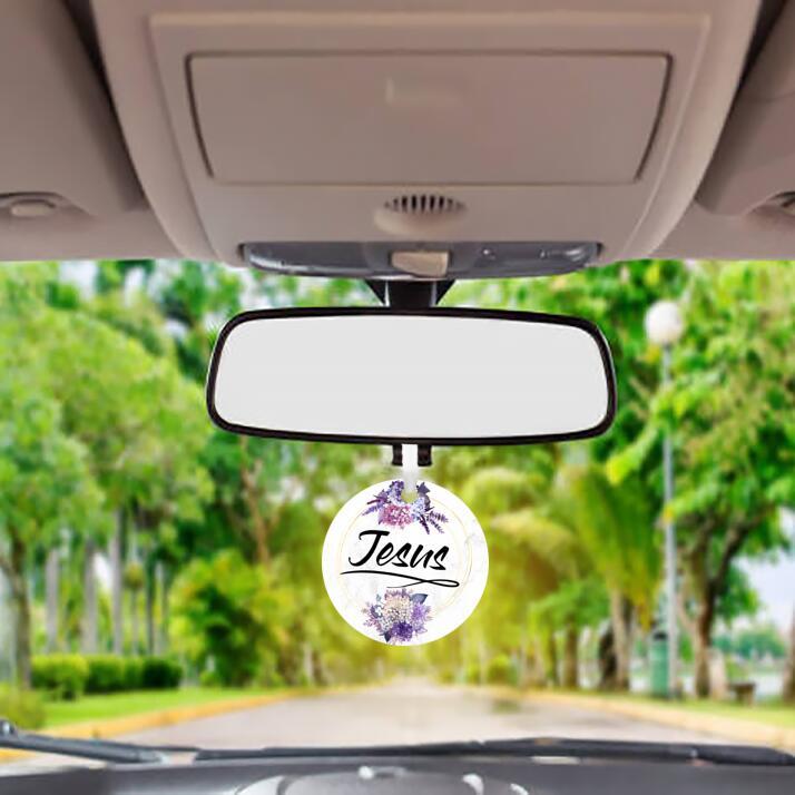 Car Ornament Floral Black - Jesus