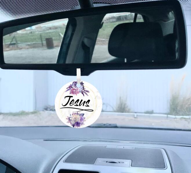 Car Ornament Floral Black - Jesus