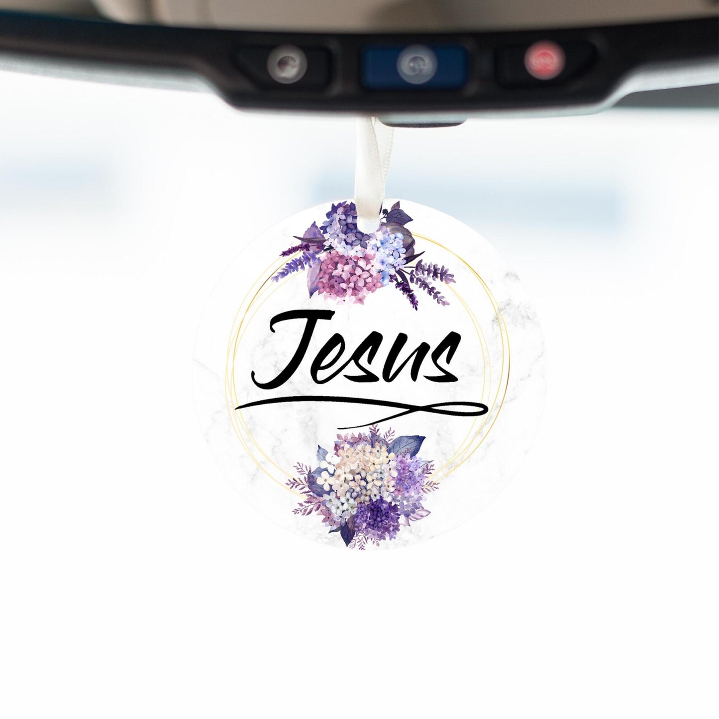 Car Ornament Floral Black - Jesus