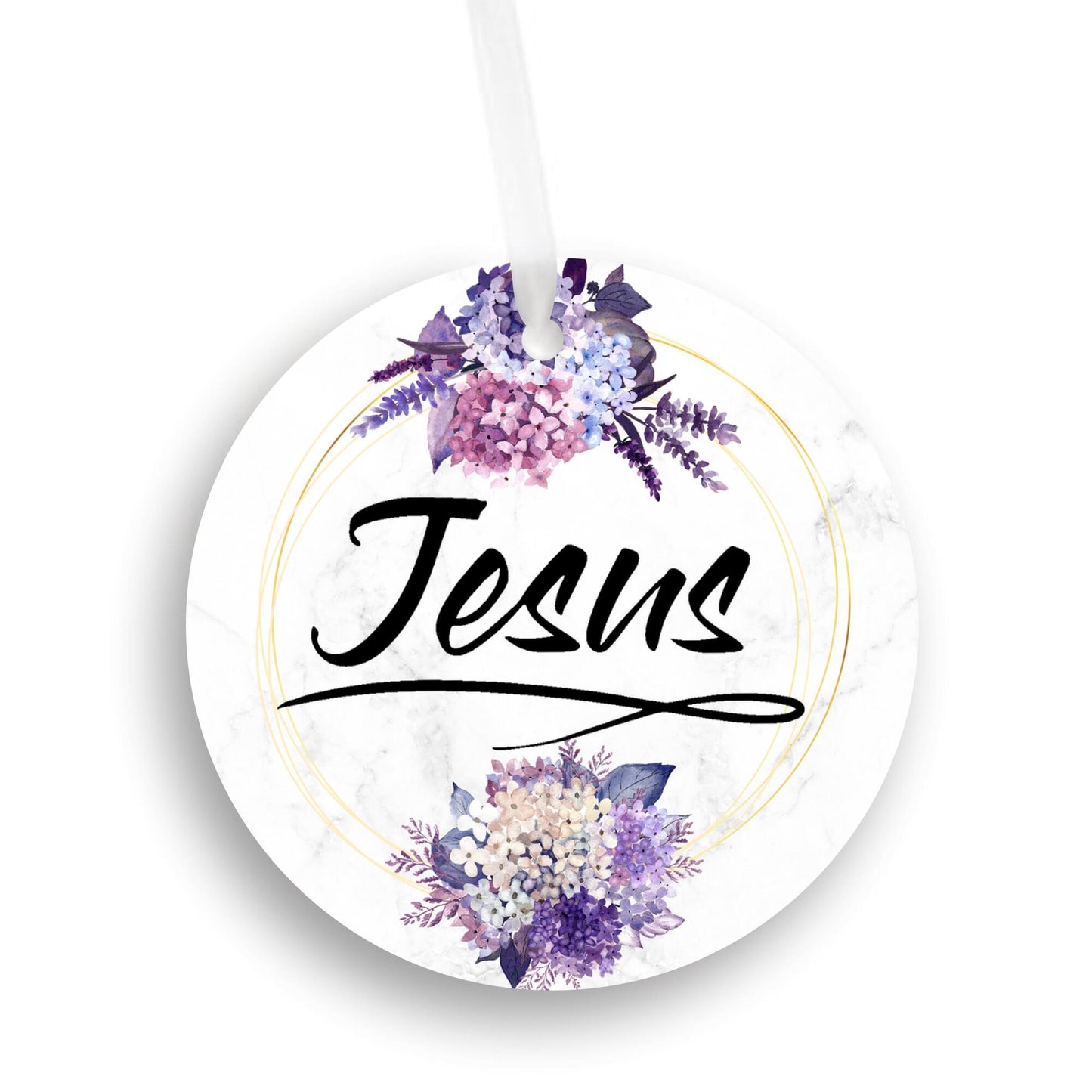 Car Ornament Floral Black - Jesus