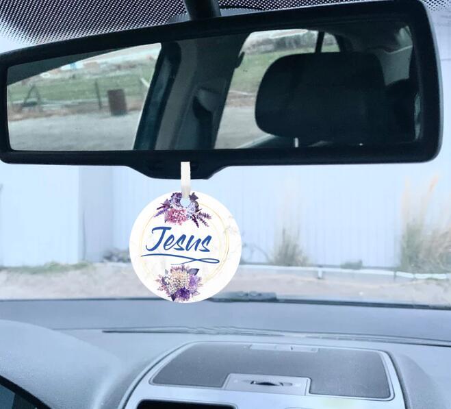 Car Ornament Floral Blue - Jesus