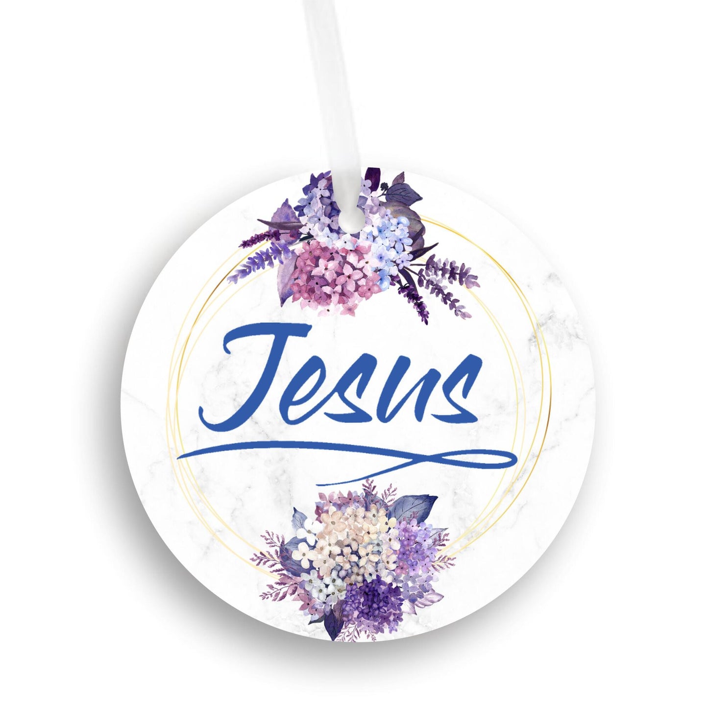 Car Ornament Floral Blue - Jesus