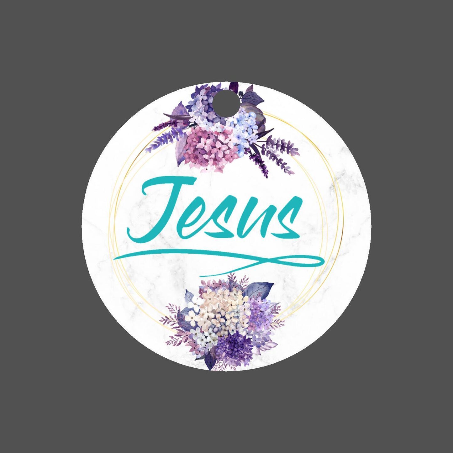 Car Ornament Floral Sky Blue - Jesus