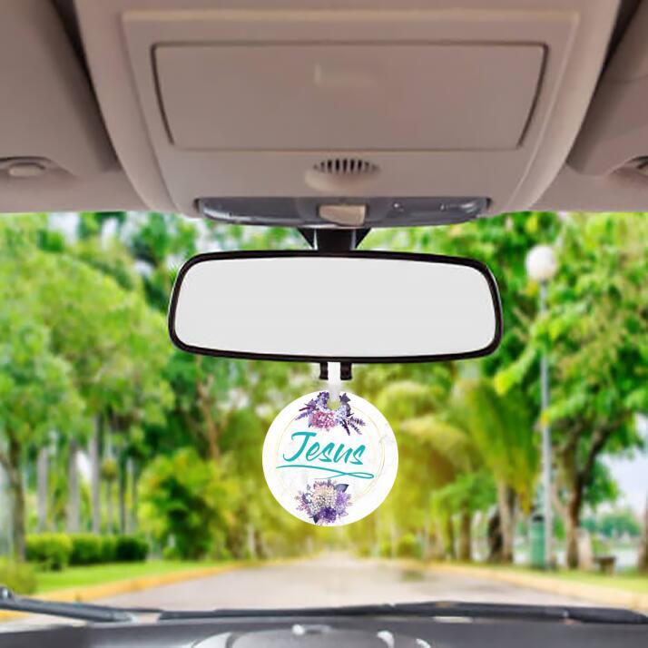 Car Ornament Floral Sky Blue - Jesus
