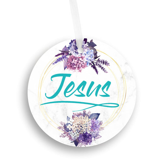 Car Ornament Floral Sky Blue - Jesus