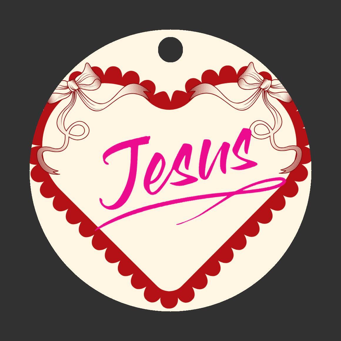 Christmas Heart Ornament Pink - Jesus