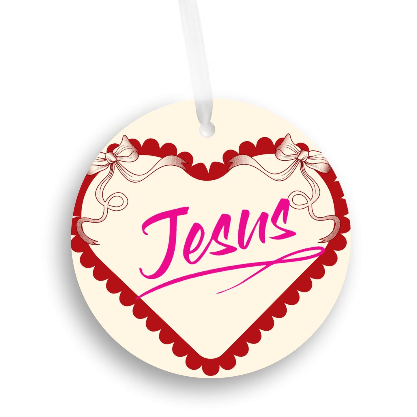 Christmas Heart Ornament Pink - Jesus