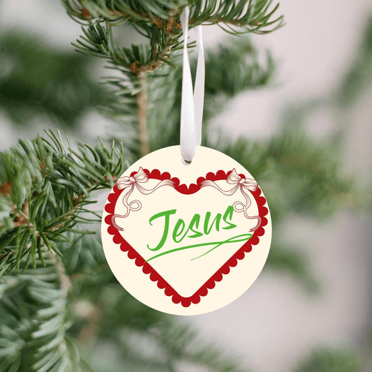 Christmas Heart Ornament Green - Jesus
